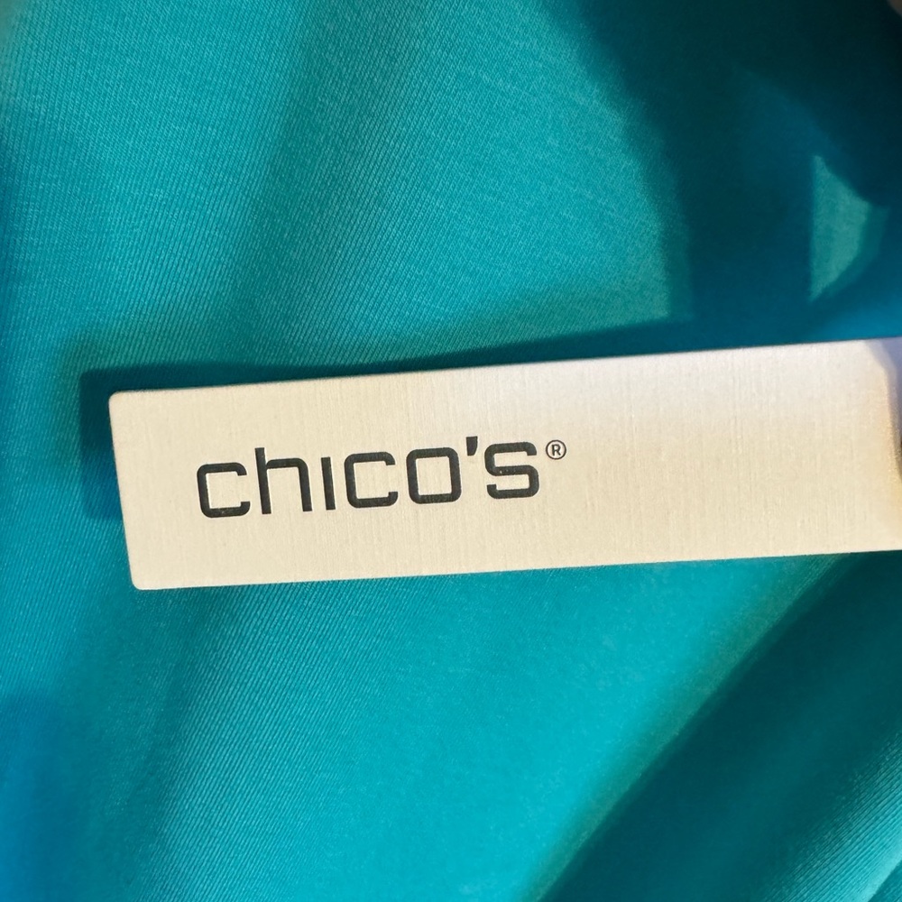 NWT RETAIL: $70  Chico's Teal Eyelet-Trim Top  LARGE      #K - Picture 7 of 8